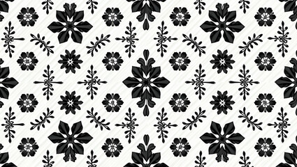 Geometric Ivy Designs and Monochrome Palette: A Contemporary Seamless Tile Pattern for Trendy Spaces in Simple Flat Vector Illustration Style