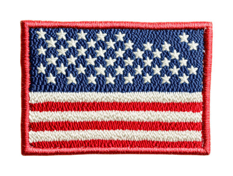 Embroidered patch of american flag with stars and stripes design, cut out