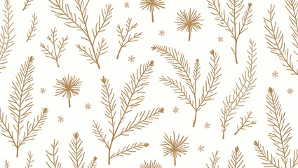 Fototapeta premium Hand Drawn Thistles and Wild Herbs in Muted Earth Tones: Rustic Seamless Tile Pattern for Farmhouse Decor - Perfect Photo Stock Concept with Empty Space on the Left Side