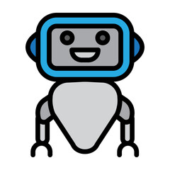 Friendly Robot Vector Filled Icon Design