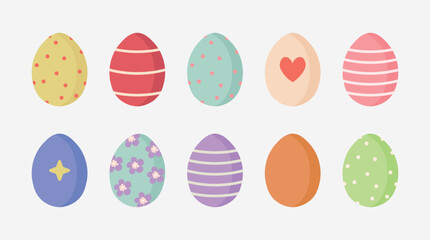 Set of decorated easter eggs, cute isolated element. Vector illustration. Happy easter theme, egg hunt	
