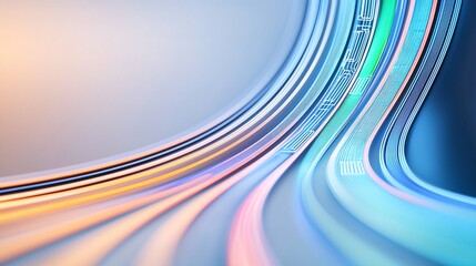 Abstract flowing lines in pastel colors with digital elements.