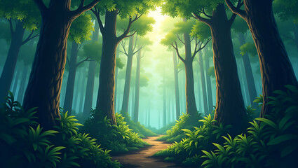 Obraz premium Flat Earth Day concept tropical forest background natural scene canopy tree in the wild concept as Dense overhead foliage underscores need for conservation fosters brand responsibility synergy based e