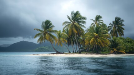 Fototapeta premium Tropical island rain storm escape