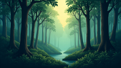 Obraz premium Flat Earth Day: Embracing Conservation in Tropical Forests