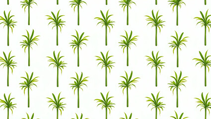 Lush Green Bamboo Leaves Seamless Tile Pattern: Vibrant Leaf Clusters on White Background Perfect for Sunny Lounges - A Simple Flat Vector Illustration for Tropical Decor