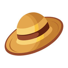 Brown Beach Straw Hat Vector Illustration ? Cartoon, Clipart & Line Art Design.eps