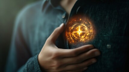 Glowing Energy Core in Human Chest