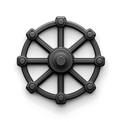 Naklejka premium Dharmachakra Wheel 3D Render of Eight Spoked Wheel
