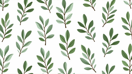 Fototapeta premium Seamless Eucalyptus Tile Pattern: Natural Greens on White for Serene Botanical Spaces