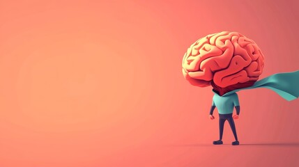 Superhero Brain Character Standing Confidently
