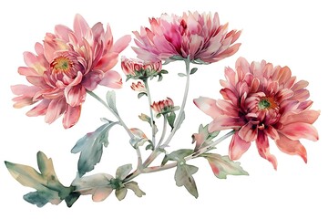 Obraz premium Watercolor Xeranthemum Isolated on White Background. Beautiful Xeranthemum Flower