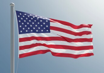 Obraz premium American Flag Waving Proudly in the Sky Representing Freedom and Patriotism