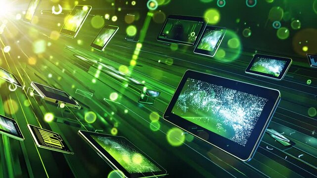Gr&uuml;ne digitale Welt mit Daten und Technologie