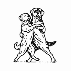 Fototapeta premium Rottweiler Dog Couple dancing slowly a minimalist silhouette graphic depicts love and canine elegance.