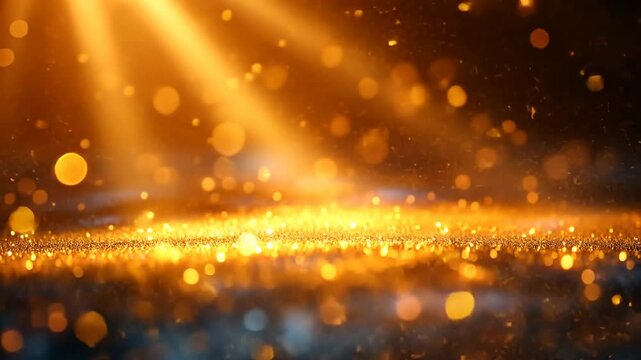 Goldene Lichtpartikel auf einem dunklen Hintergrund