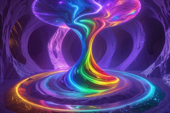 Vivid Multicolored Vortex Adventure in a Purple Dreamscape