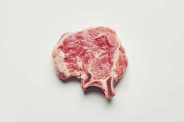 A raw ribeye steak with visible marbling and bone against a white background, highlighting the texture and quality of marbled beef, ready for gourmet cooking.