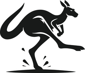 A kangaroo kicking off the ground with one foot still touching vector silhouette
