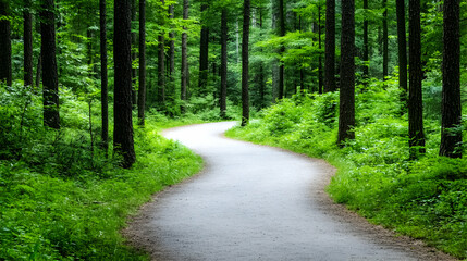 Fototapeta premium Winding path through lush green forest
