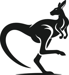 A kangaroo kicking off the ground with one foot still touching vector silhouette