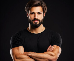 Naklejka premium Fitness strong man portrait, male portrait close up