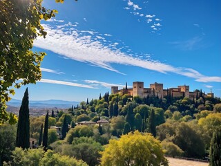 View of Alhambra Palace in Granada, Spain