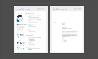 Obraz premium Business CV template. Minimalistic resume layout with work experience, education and skills fields vector set of minimalist elegant layout illustration