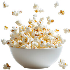 Popcorn in Bowl Isolated on Transparent Background