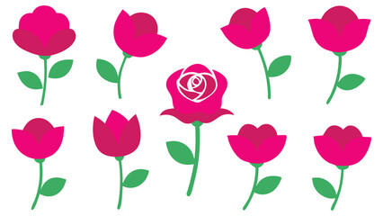 A collection of pink flowers in various styles and designs