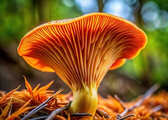 Cantharellus lateritius Mushroom Close-up, Detailed Macro