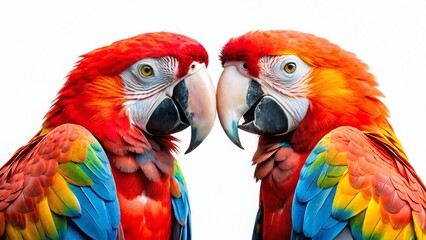 Obraz premium Silhouette Macaw Couple Facing Each Other - Isolated Bird Stock Photo