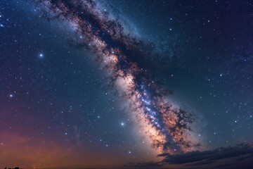 Stunning Milky Way and Gleaming Silver Nebula in a Starry Night Sky