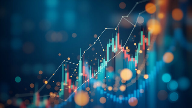 Flat Stock market analyst with economic growth charts Planning and strategy Investment each year concept as Stock market analyst presenting economic growth charts focusing on planning and annual inves