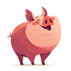 Vector design of a cute pig character for animation and motion graphics