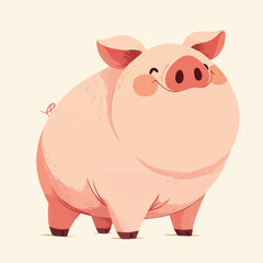 Vector design of a cute pig character for animation and motion graphics