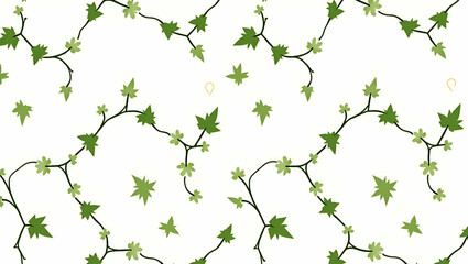 Obraz premium Botanical Garden Ivy Seamless Tile Pattern: Various Ivy Species in Natural Greens for Serene Spaces