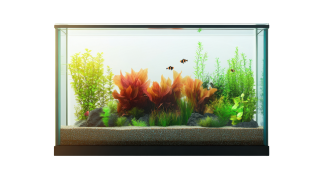 blank fish tank glass isolated on white background