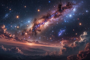 Obraz premium Cosmic Landscapes of Star Clusters and Nebulas in the Deep Universe