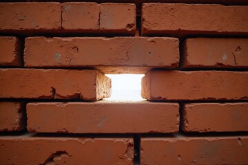 close up of brick wall with small hole bricks in grid pattern