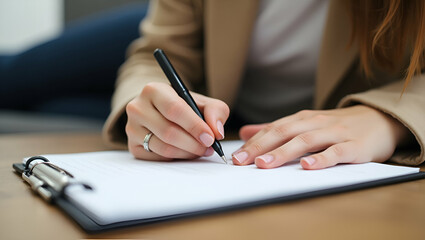 Flat Woman Hands Writing on Notepad at Home: A Creative Illustration of Relaxation and Personal Productivity in a Smart Business Tone