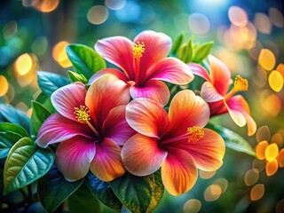 Fototapeta premium Hawaiian Flowers, Tropical Blooms, Aloha Floral