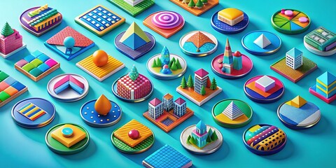 Fototapeta premium Isometric Pin Icons for Design