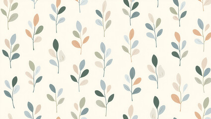 Abstract Ivy Shapes in Soft Pastel Hues: A Flat Minimalist Seamless Tile Pattern Perfect for Modern Office Spaces - Cute Vector Illustration for Smart Business Design