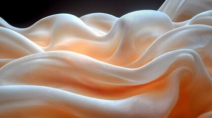 Obraz premium Abstract Beige and Orange Silk Fabric Texture with Smooth Flowing Waves
