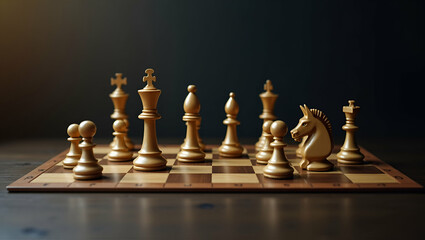 Sophisticated Chess Board Concept: Showcasing Strategy, Intelligence, and Critical Thinking in Competitive Gameplay - Perfect for Stock Photos with Empty Space for Text