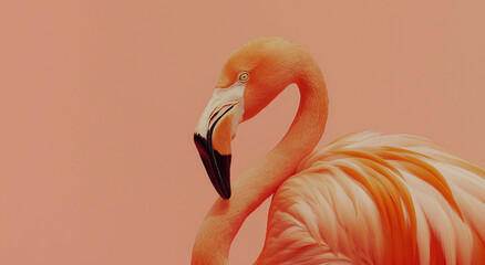 Naklejka premium Um flamingo contra um fundo de pêssego