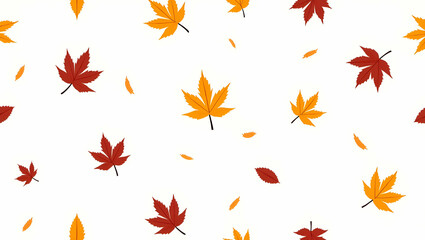 Colorful Heather and Autumn Leaves Seamless Pattern on White Background for Fall Textiles & Branding