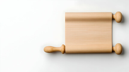 Wooden scroll on white background