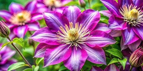 Obraz premium Stunning Clematis Flowers, Blooming Beauty